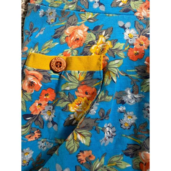 Makena Lane Girls Floral Romper Dress Size 2 Blue Orange Flowers Ruffle Pockets - Picture 4 of 5